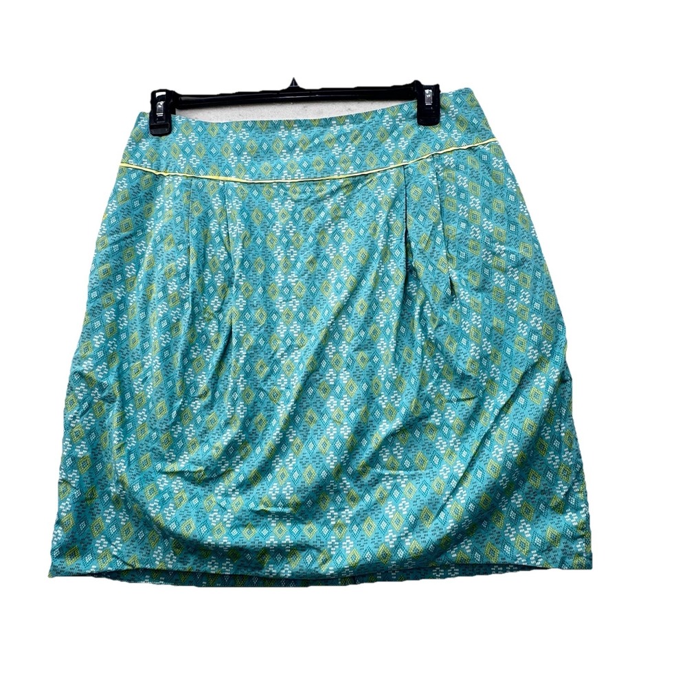 ESHAKTI Custom Women's Plus Size 1X Turquoise Aztec Print Knee Length Skirt